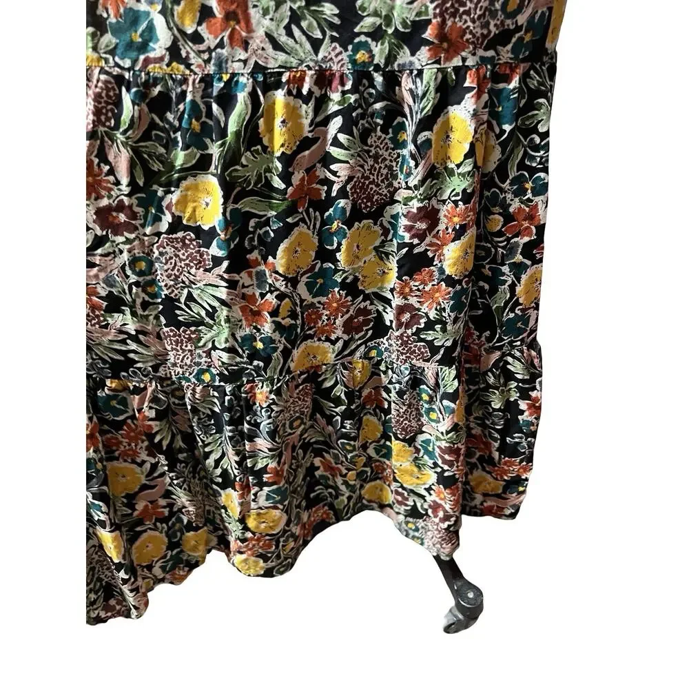Natural Life Womens Maxi Dress Sz M Boho Black Yellow Floral 3/4 Sleeve Rayon - Picture 7 of 8